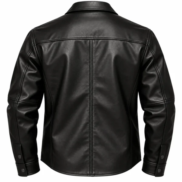 womens leather shirt jacket back