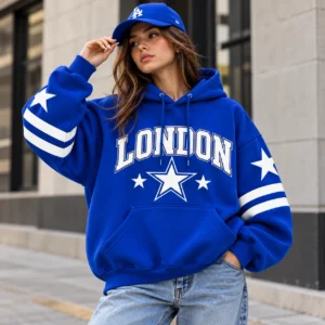 london star hoodie model wear graphic look