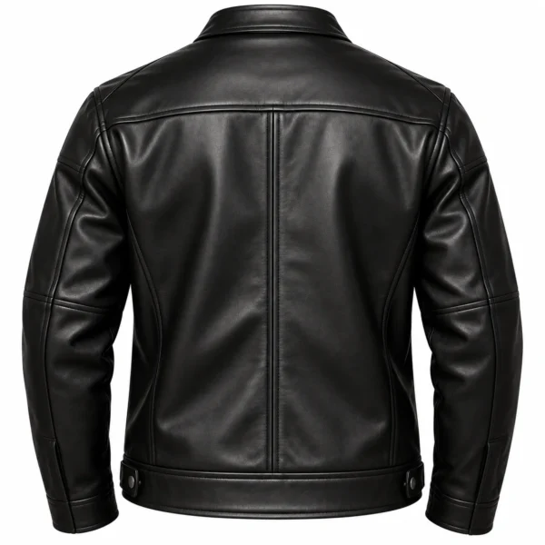 mens casual leather jacket back