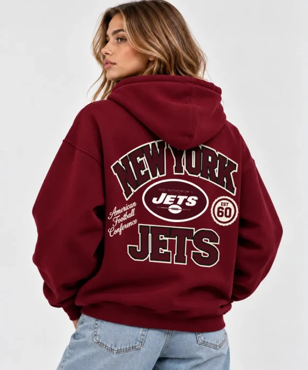 new york jets hoodie maroon back look